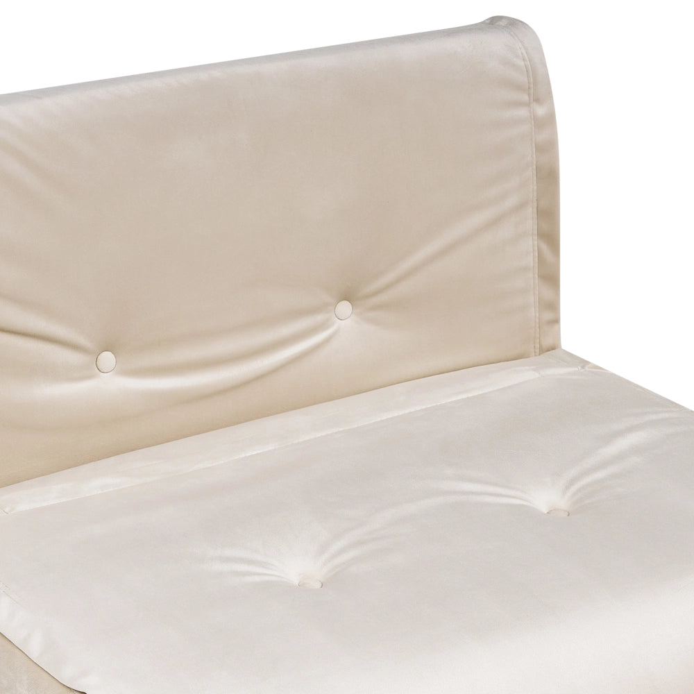 Divano letto 1 posto in velluto beige con cuscino e gambe in metallo dorato pieghevole senza braccioli dorato glamour