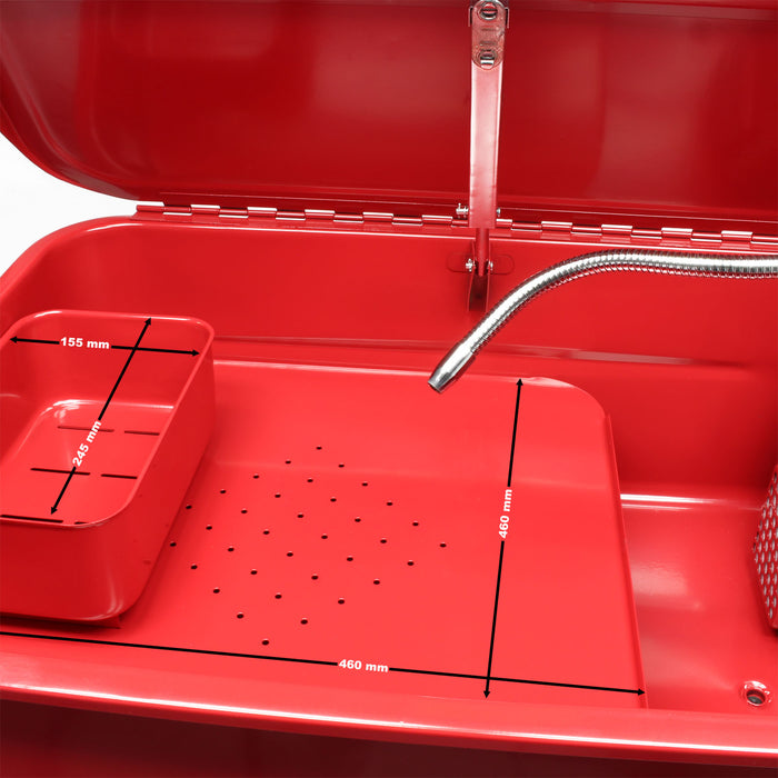 Vasca lavapezzi su carrello, vasca carrellata lavaggio pezzi, lavapezzi officina con ruote, capacità 80 l