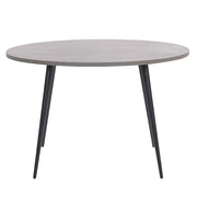 Tavolo da Pranzo Effetto Cemento Piano Gambe in Metallo Nero Rotondo 120 cm Stile Glamour Moderno