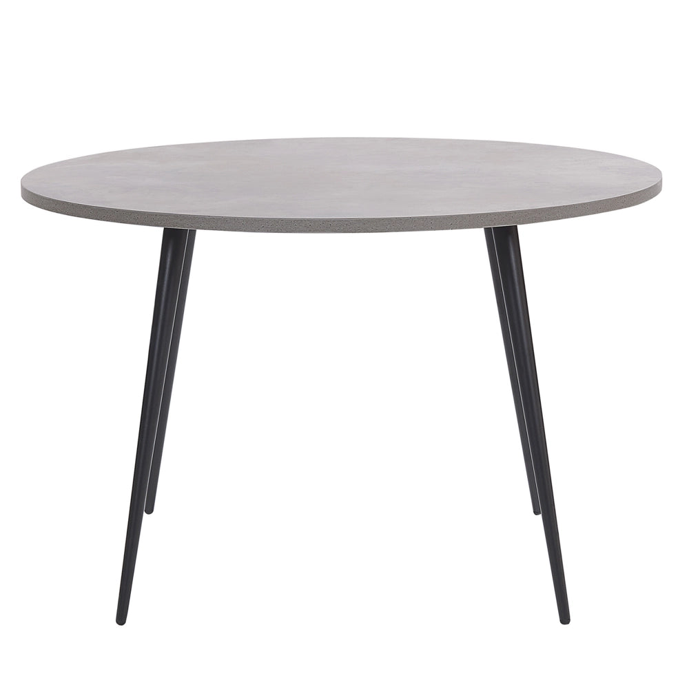 Tavolo da Pranzo Effetto Cemento Piano Gambe in Metallo Nero Rotondo 120 cm Stile Glamour Moderno