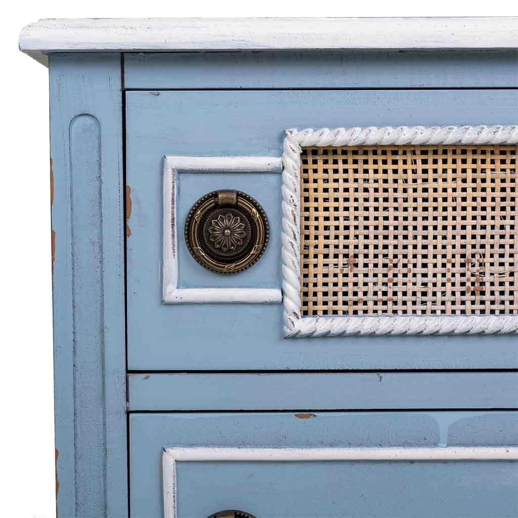 Comodino in legno blu 50x36x56,5