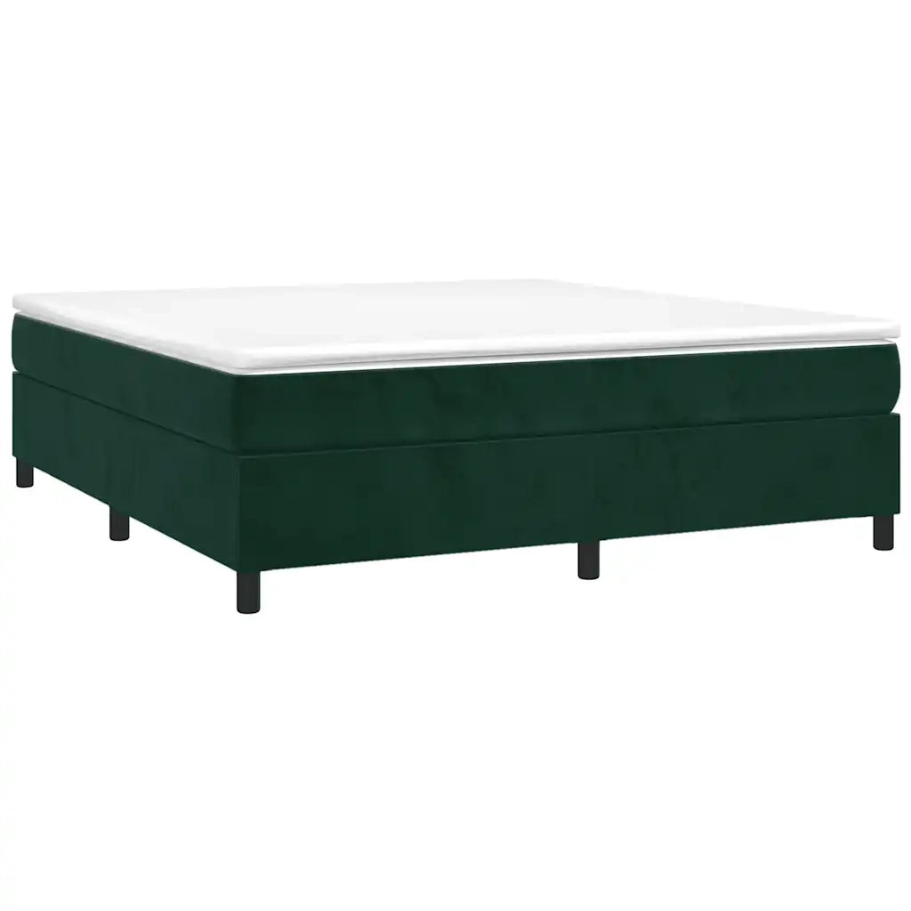 Giroletto a Molle con Materasso Verde Scuro 160x200 cm Velluto