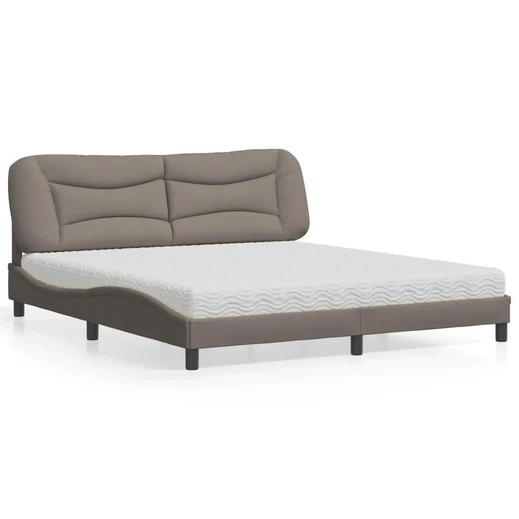 Letto con Materasso Hvar Tortora 180x200 cm in Tessuto 3208552