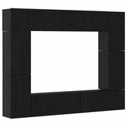 Set mobile TV 8 pz | Armadietto TV | Mobile Porta TV Rovere Nero Legno multistrato