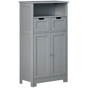 Mobiletto da Bagno con 2 Cassetti, Anta, Ripiano Regolabile ¨C Minimal ¨C Grigio 60x30x109 cm