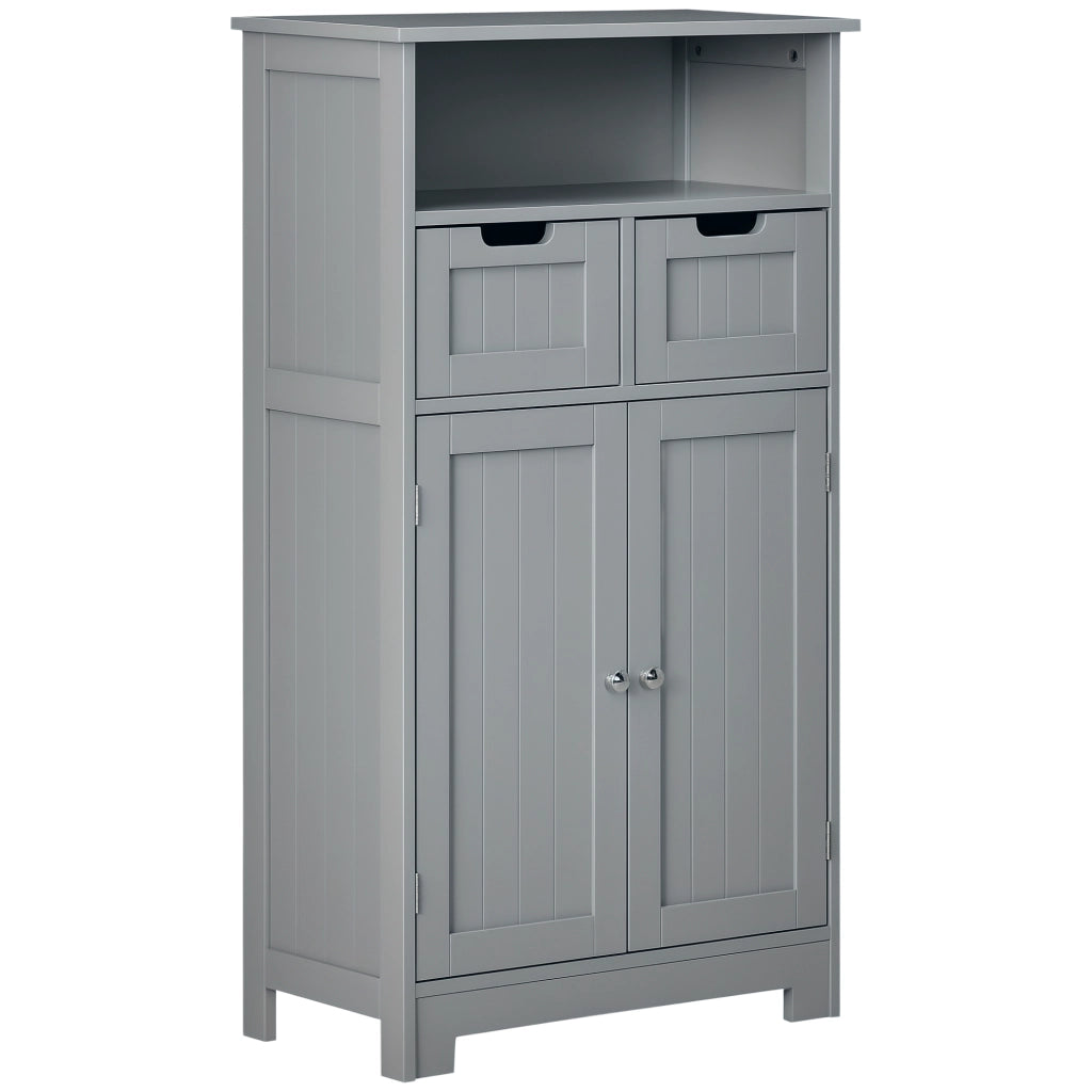 Mobiletto da Bagno con 2 Cassetti, Anta, Ripiano Regolabile ¨C Minimal ¨C Grigio 60x30x109 cm