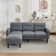 Divano ad angolo, divano a L a 3 posti, con poggiapiedi, 204x136x80 cm, grigio