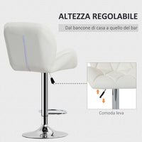 Sgabello da Bar Girevole 47x49x90-111 cm in Similpelle Bianco