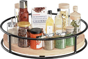 Organizzatore di carrello rotante 360°, 23 cm di diametro in legno di rovere, griglia rotante per spezie per cucina e mobile, organizzatore perfetto per cucina, stabile e pratico per piano di lavoro e tavolo