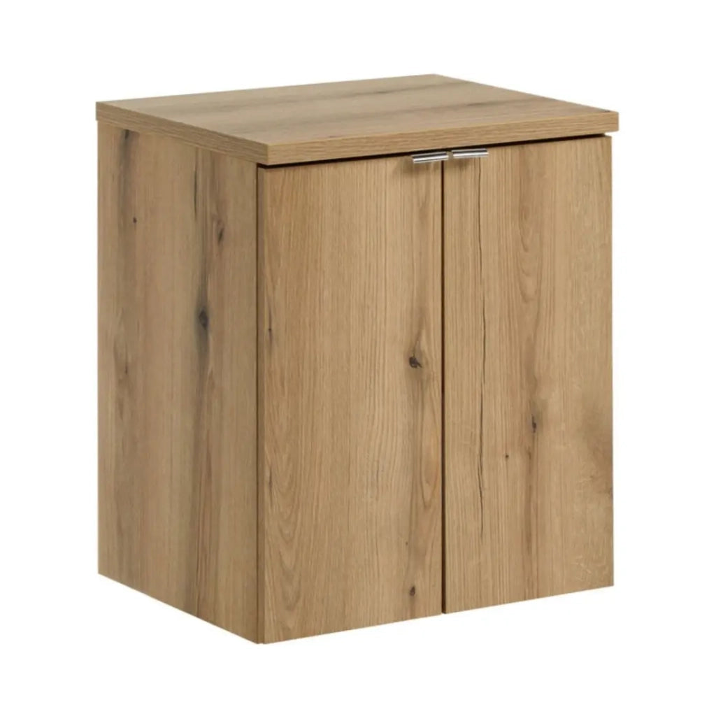 Set da bagno sospeso VANO in rovere 50cm: mobili sotto lavabo con armadietti + piano per lavabo