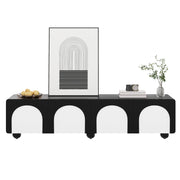 Mobile TV 180x38x45 cm, design classico bianco e nero, con 2 ante e 2 cassetti