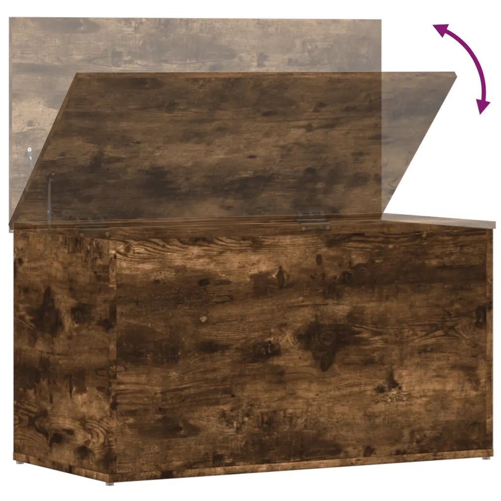 Cassapanca-Baule-Mobile di Stoccaggio Rovere Fumo 84x42x46 cm in Legno Ingegnerizzato
