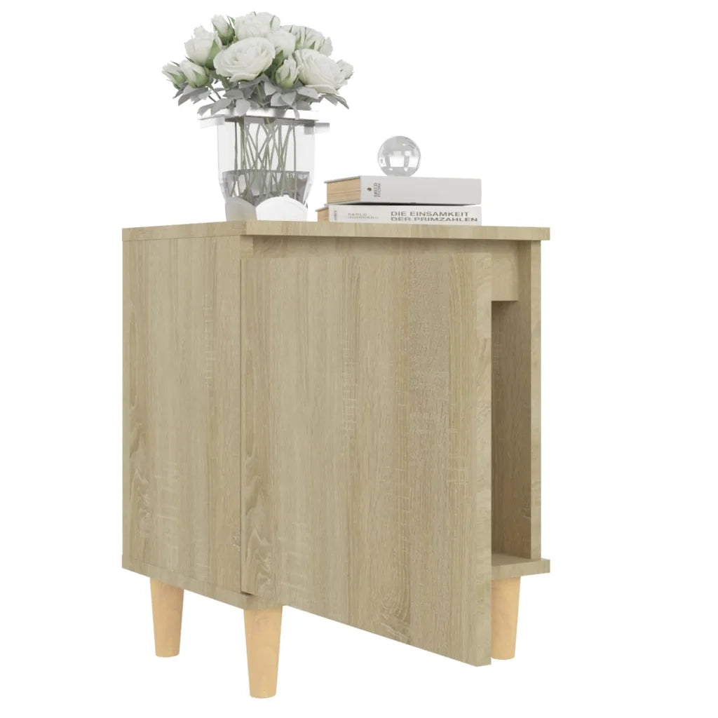 Comodini Gambe in Legno Massello 2pz Rovere Sonoma 40x30x50cm 805822