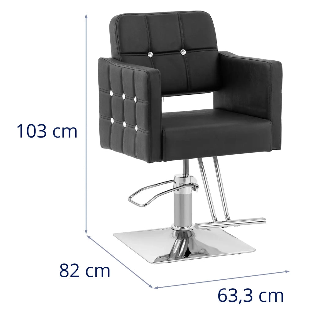 Poltrona professionale per parrucchiere con poggiapiedi altezza seduta 45-55 cm 150 kg acciaio inox PU nero 14_0008959