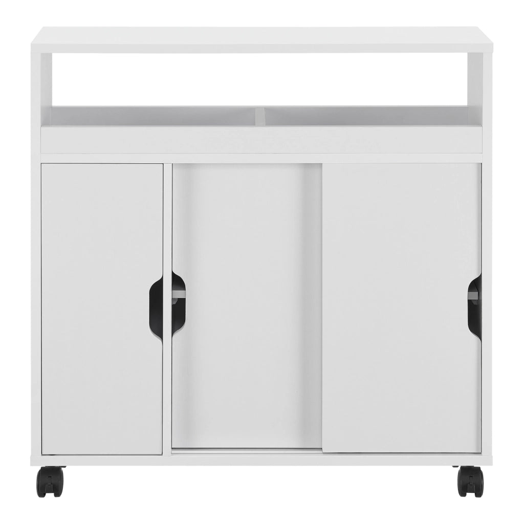 Mobile da Terra Lumijoki con Ante Scorrevoli e 4 Ruote 71x70x20 cm - Bianco [en.casa]