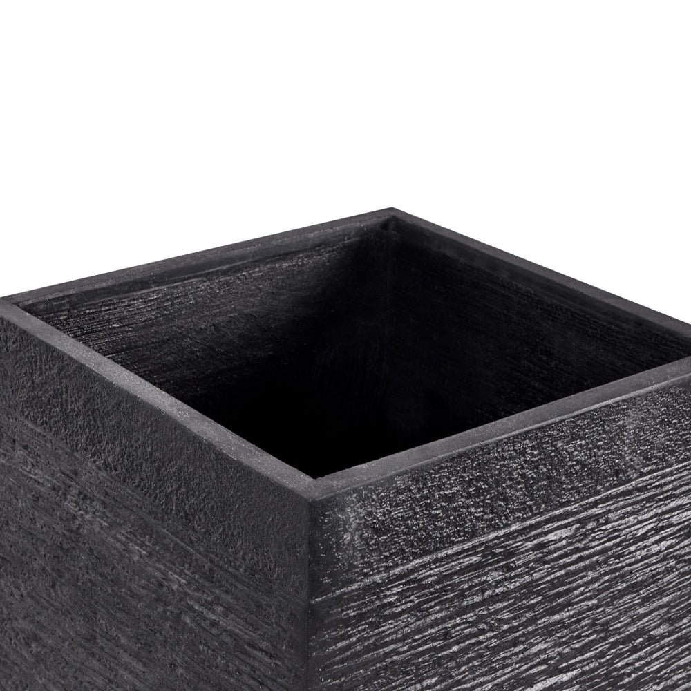 Vaso per fiori Fioriera alta in argilla in fibra nera quadrata 40 x 40 x 77 cm Accessori da giardino per interni ed esterni