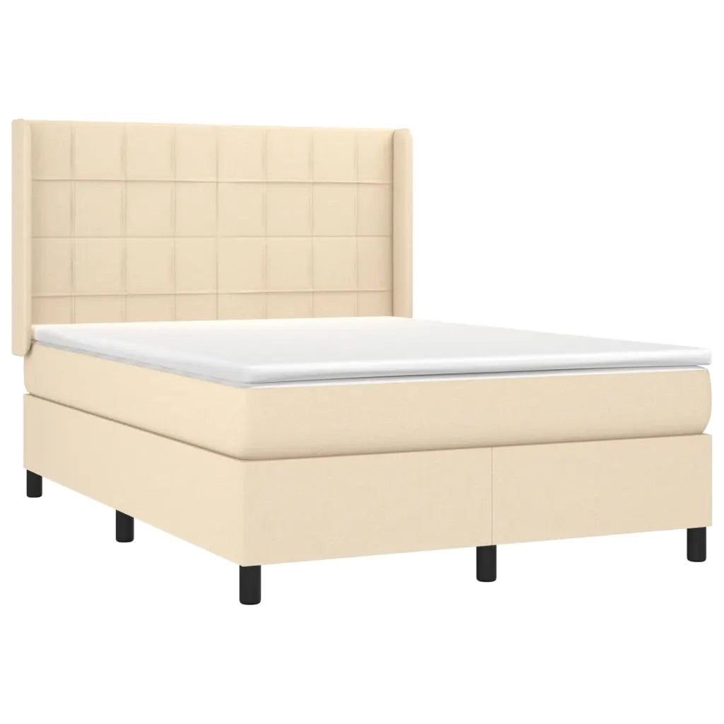 Giroletto a Molle con Materasso Crema 140x19 cm in Tessuto