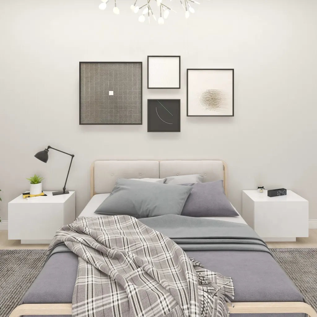 Comodino-Tavolino da notte Bianco 100x35x40 cm in Legno Multistrato