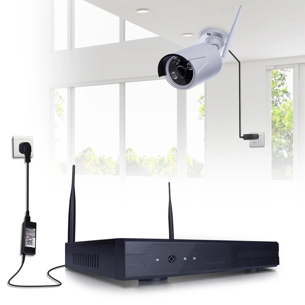 Trade Shop - 4ch Canali Wifi Dvr Nvr Kit Wifi Ip Camera Segnale 300 Metri Con 4 Telecamere -