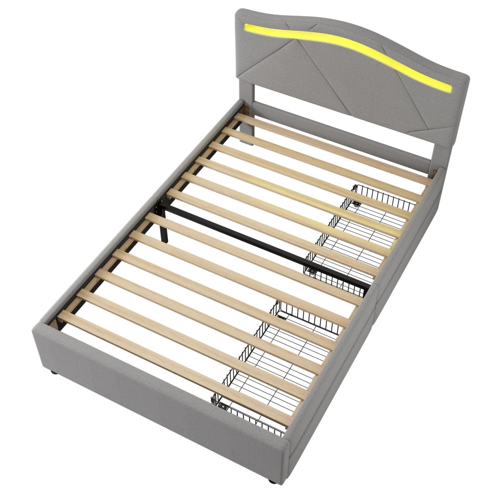 letto imbottito lino grigio 90 x 200 cm