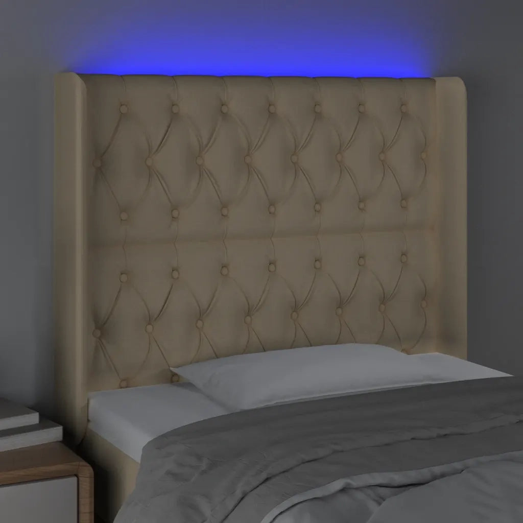 Testiera a LED crema 93x16x118/128 cm in Tessuto 3124371