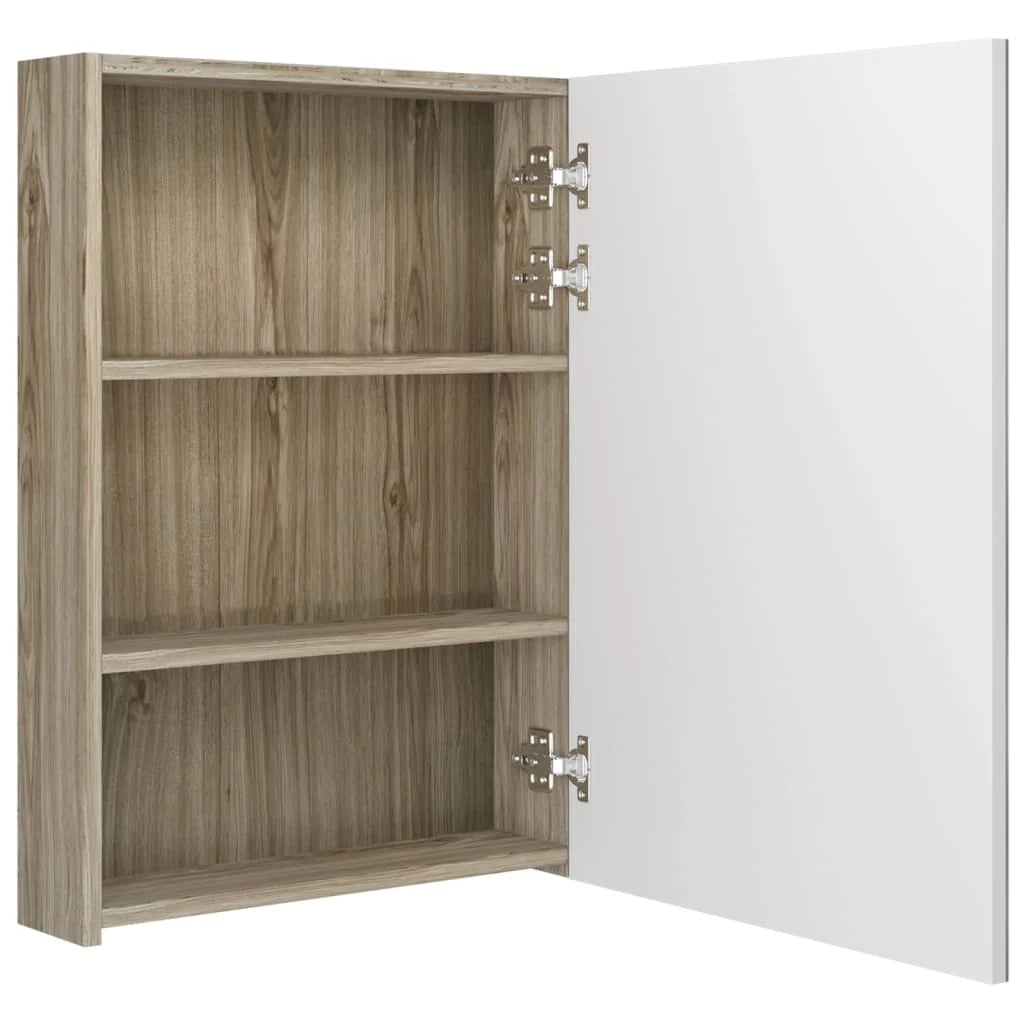 Mobile da bagno con specchio LED bianco 50 x 13 x 70 cm finitura rovere 02_0006585
