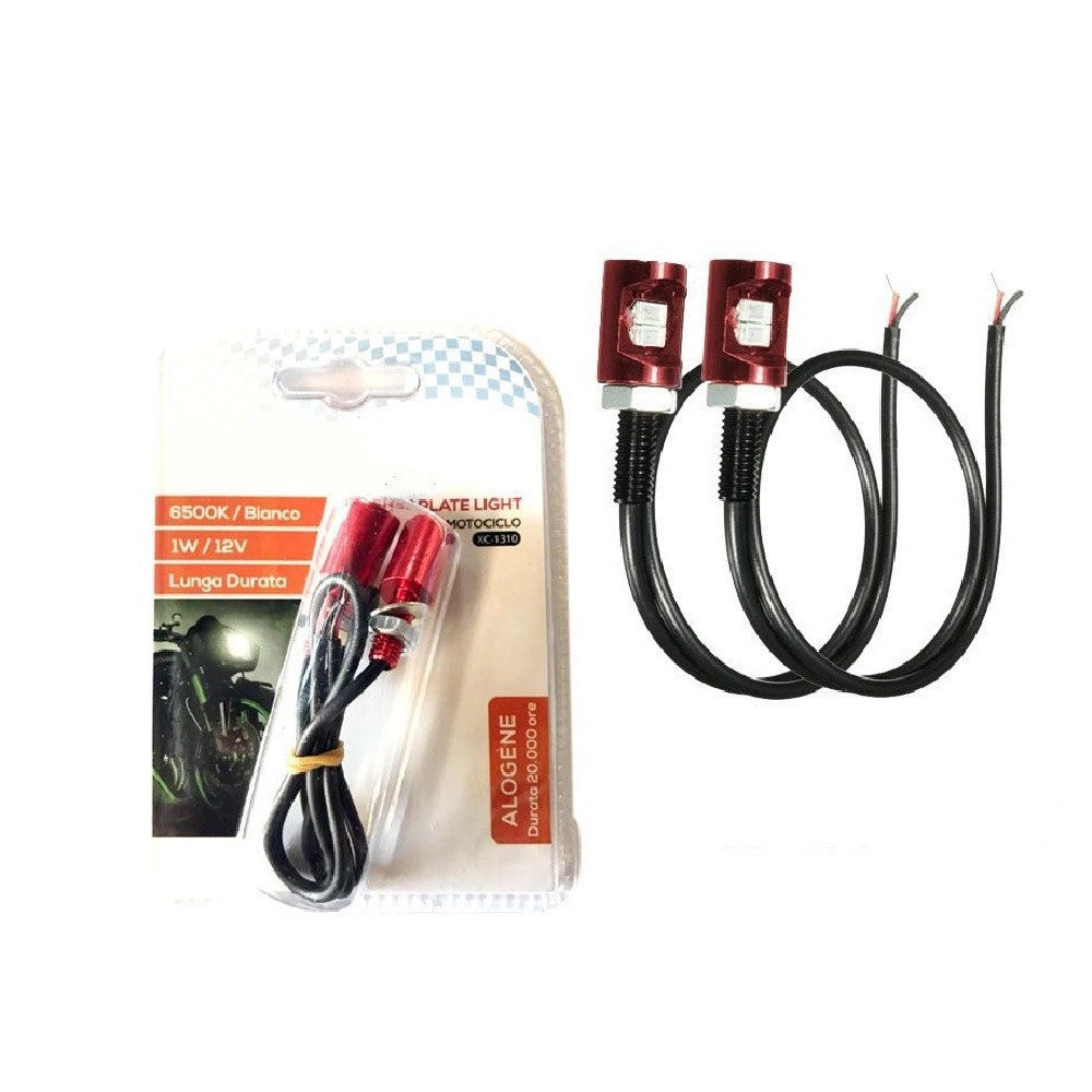 Trade Shop - Kit 2pz Luce A Led Alogene Per Targa Moto Motociclo Luce Bianca 6500k 1w Xc-1310 -