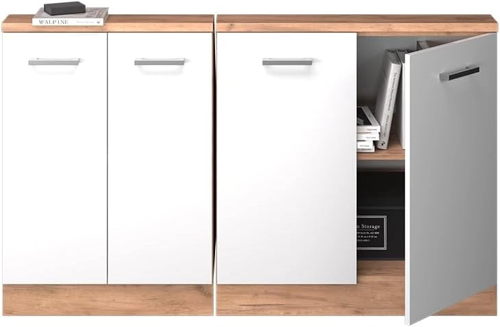 Set di mobili sottotetto Rion, Bianco lucido, Set di 2, adatto per il salvaspazio sotto tetti spioventi