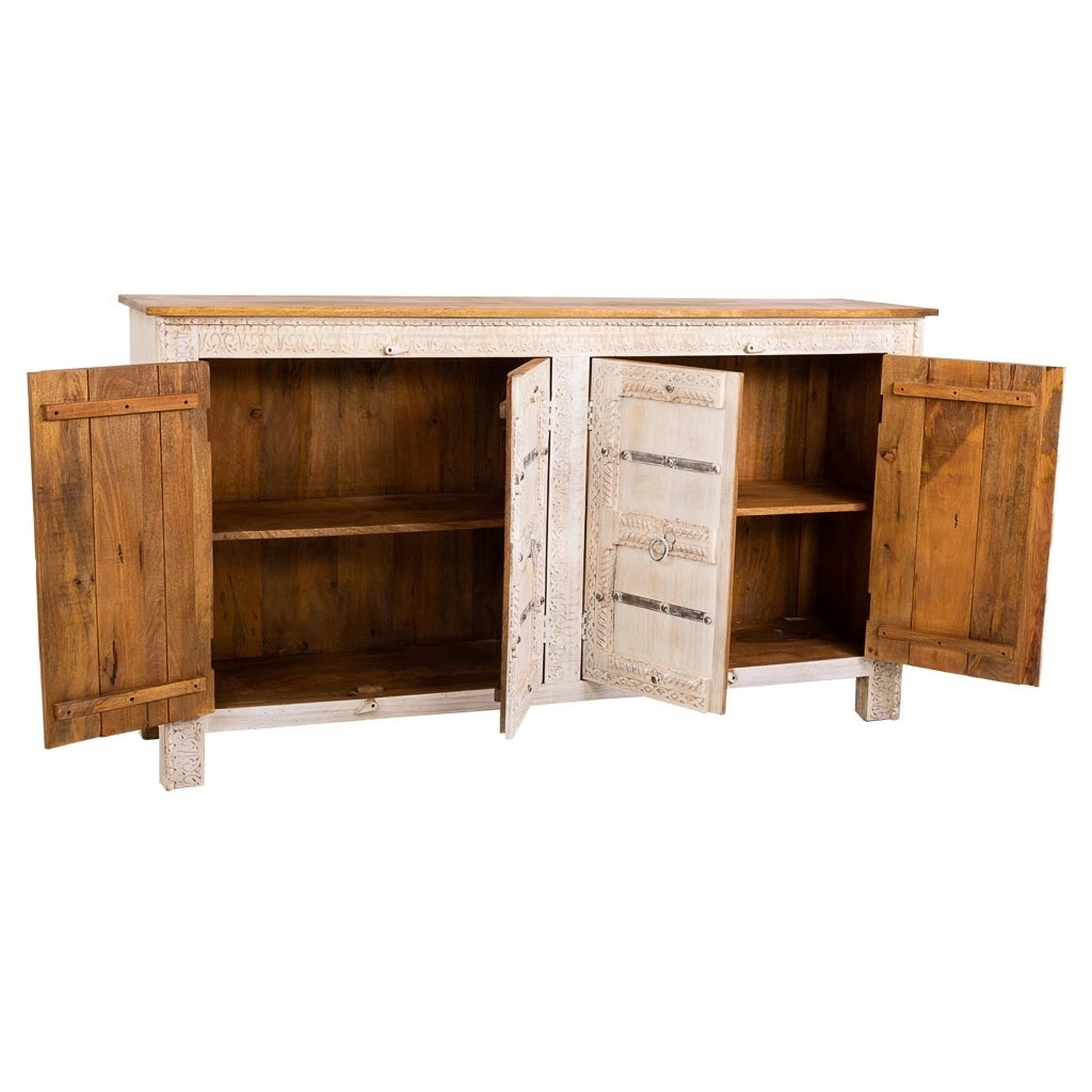 Credenza in legno bianco 190x45x105h