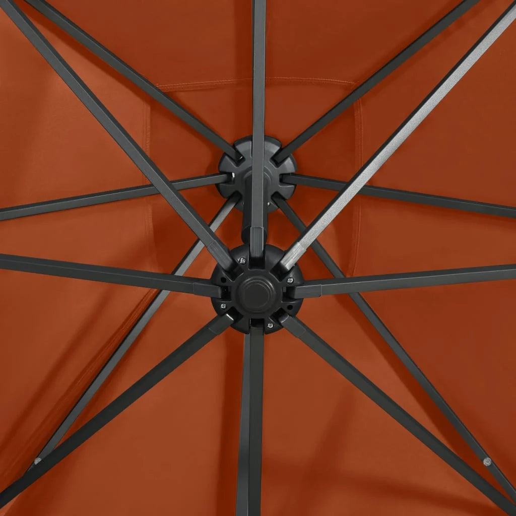 Ombrellone da giardino a sbalzo con palo e luci LED 250 cm terracotta 02_0008538