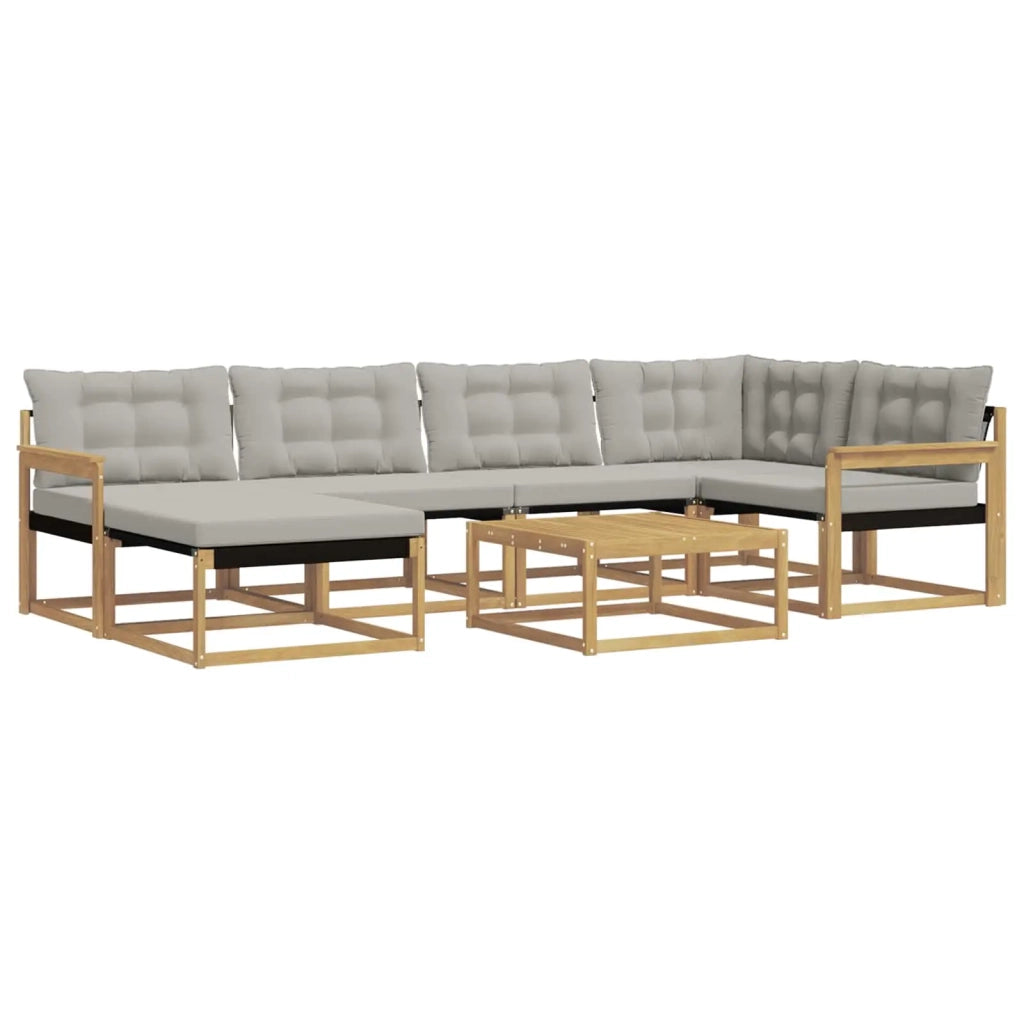 Set di divani da esterno 7 pcs Bianco e Grigio Chiaro