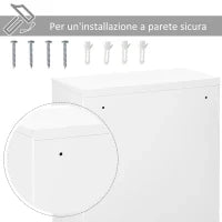 kleankin Armadietto Medicinali a 3 Livelli in Acciaio con 2 Chiavi e Montaggio a Parete, 40x18x60 cm, Bianco