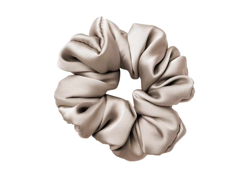 Scrunchies Elastico Per Capelli Crespi 100% Seta In Tinta Unita - Scrunchies - Tortora
