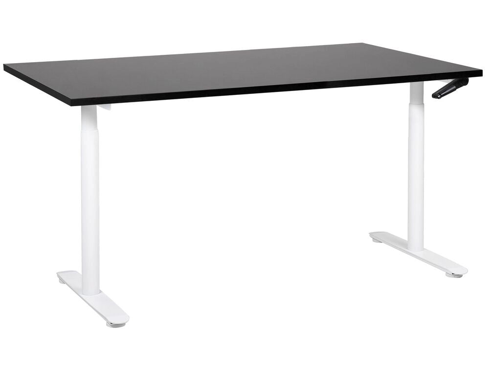 Scrivania regolabile in altezza manualmente nero e bianco 160 x 72 cm Struttura in acciaio verniciato a polvere