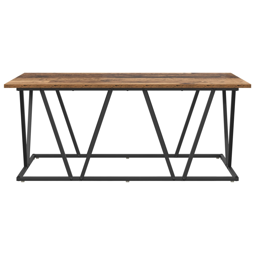 Tavolino da caffÃ¨  in legno vecchio 100x50x40 cm, realizzato in legno ingegnerizzato e metallo.