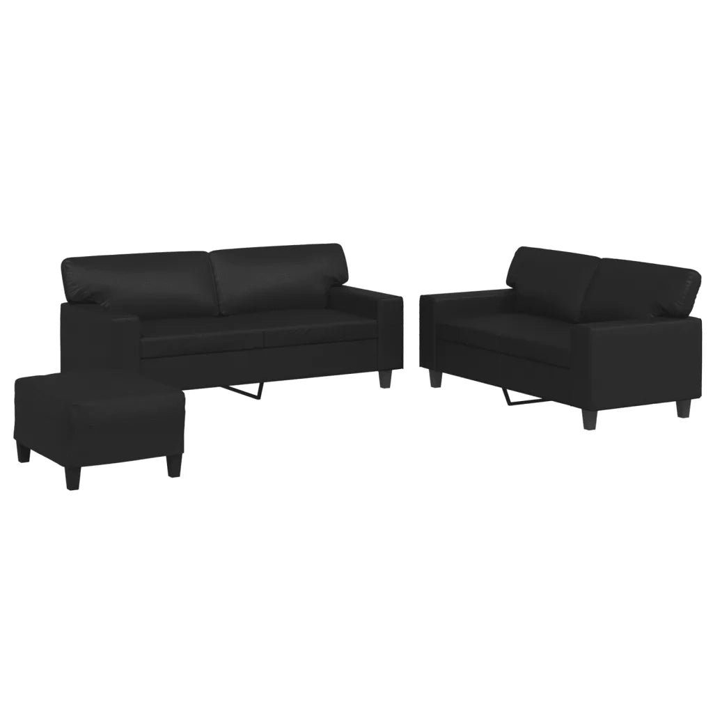Set di Divani 3 pz Nero in Similpelle 3201919