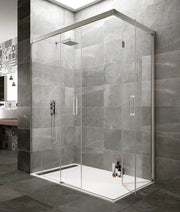 Box doccia angolare TANDEM fisso + scorrevole e pieghevole 130x80 cm (122-127/76.5-79.5) cromo lucido