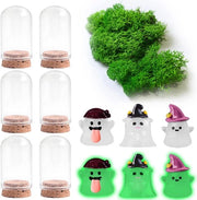 Set di decorazioni per Halloween a luce negra da 6 pezzi - Figure spettrali - Decorazioni mini - Regali - Adatto a tutte le età - Incluso muschio naturale - Decorazioni per Halloween
