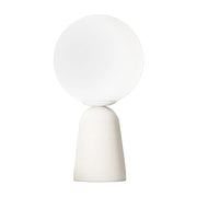 KANTAN - Lampada da tavolo e parete in cemento bianco con sfera in vetro soffiato satinato, attacco E14 IP20 - Rossini Illuminazione