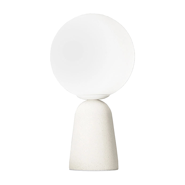KANTAN - Lampada da tavolo e parete in cemento bianco con sfera in vetro soffiato satinato, attacco E14 IP20 - Rossini Illuminazione