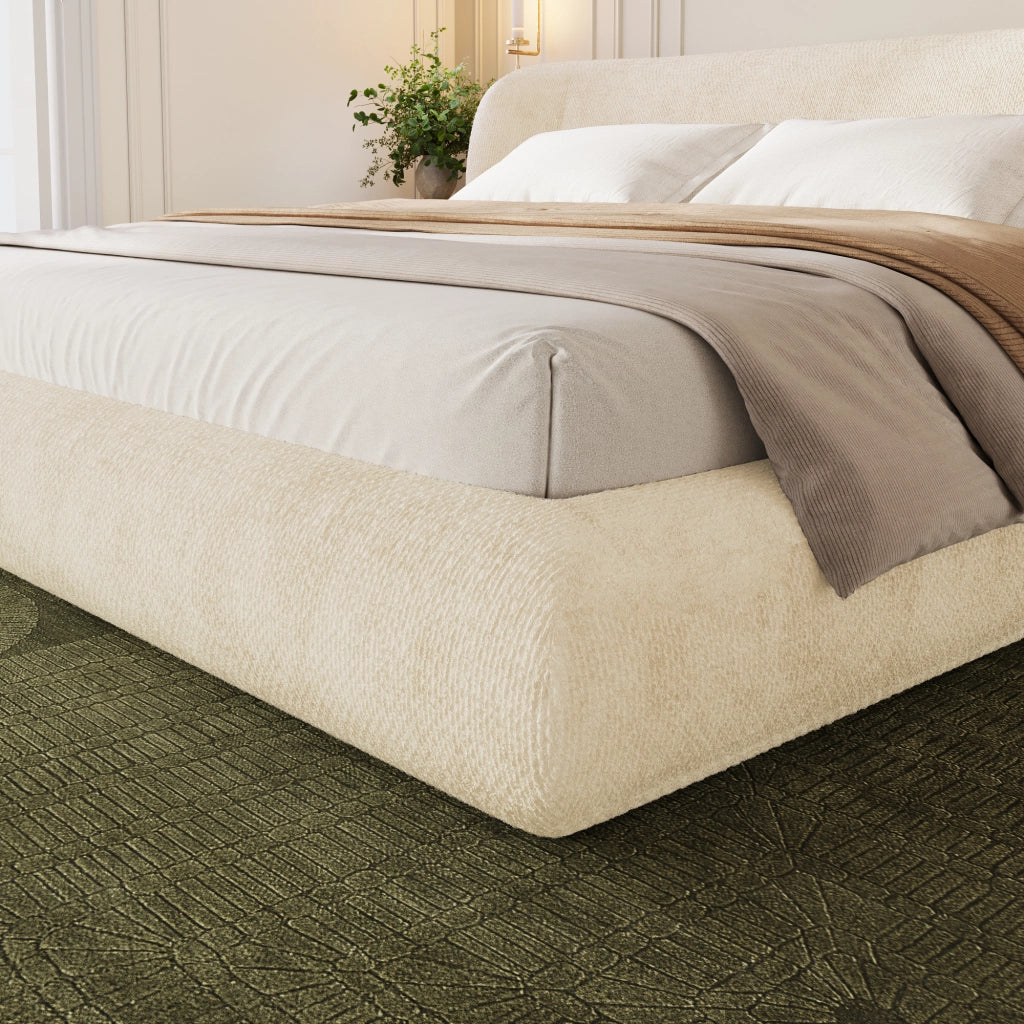 Letto alla francese imbottito 140 x 190 cm beige