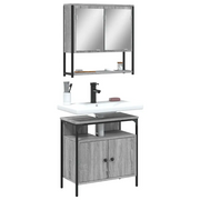 Set Mobili da Bagno 2 pz Grigio Sonoma in Legno Multistrato