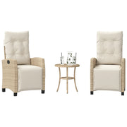 Set da Bistrò 3 pz con Cuscini Beige in Polyrattan