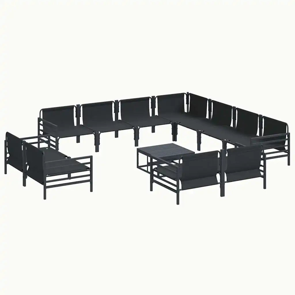 Set Divano da Giardino con cuscino 12 pcs Nero Acciaio 3379035