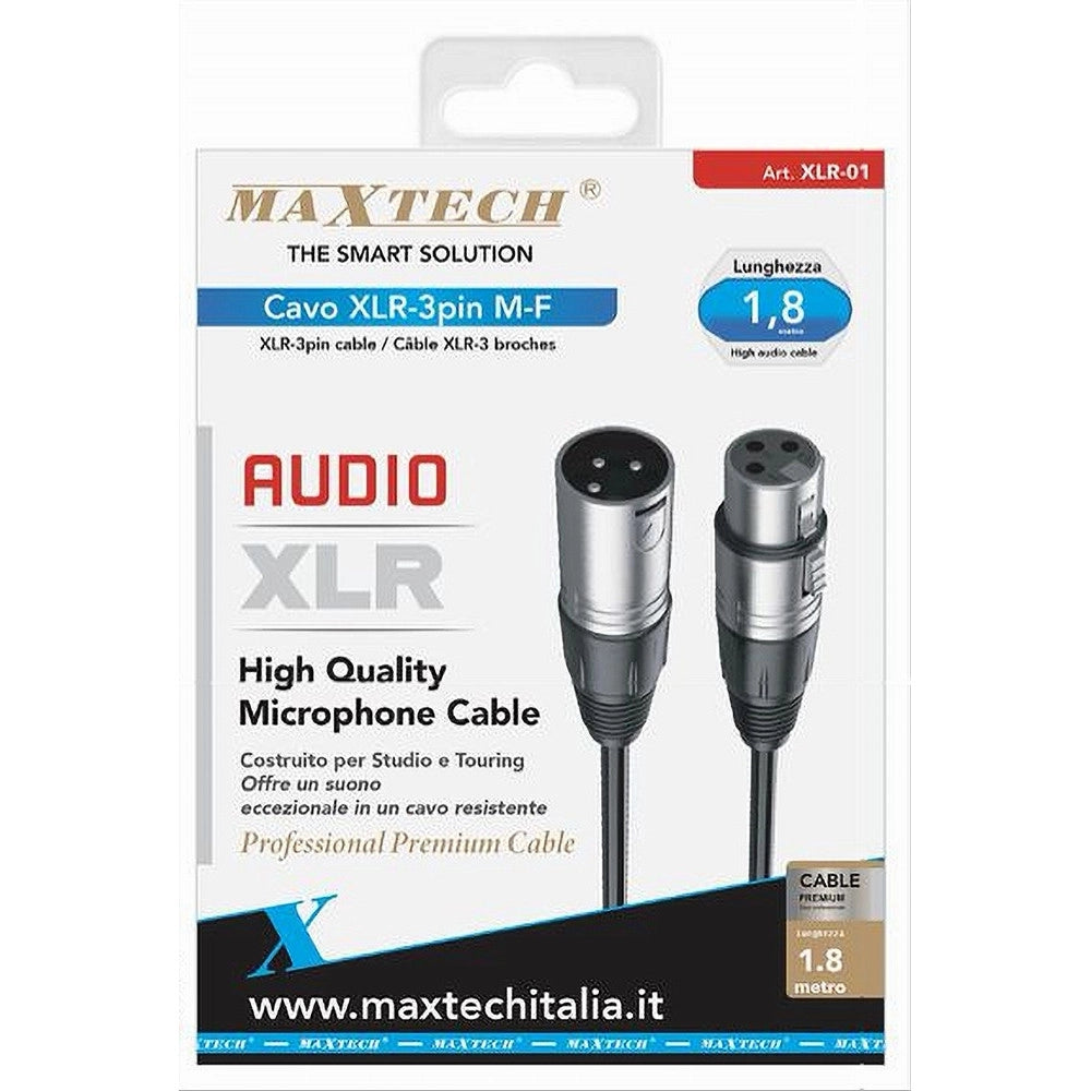 Trade Shop - Cavo Xlr 3 Pin Xlr Maschio Femmina Audio Prolunga Microfono Da 1.8 Metri Xlr-01 -