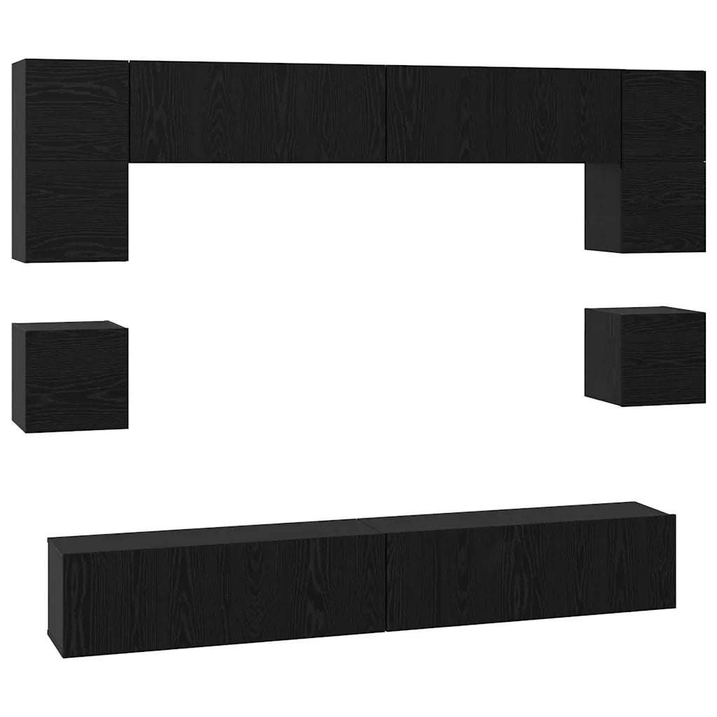 vidaXL Set mobile TV 8 pcs Rovere nero 100 x 30 x 30 cm