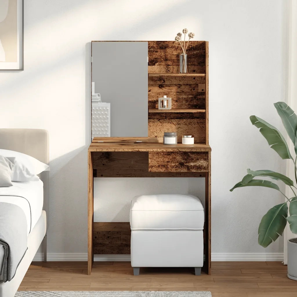 vidaXL Toeletta con Specchio Legno Vecchio 74,5x40x141 cm