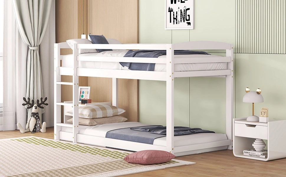 Letto a castello bianco in pino massello con funzione contenitore 90x200 cm
