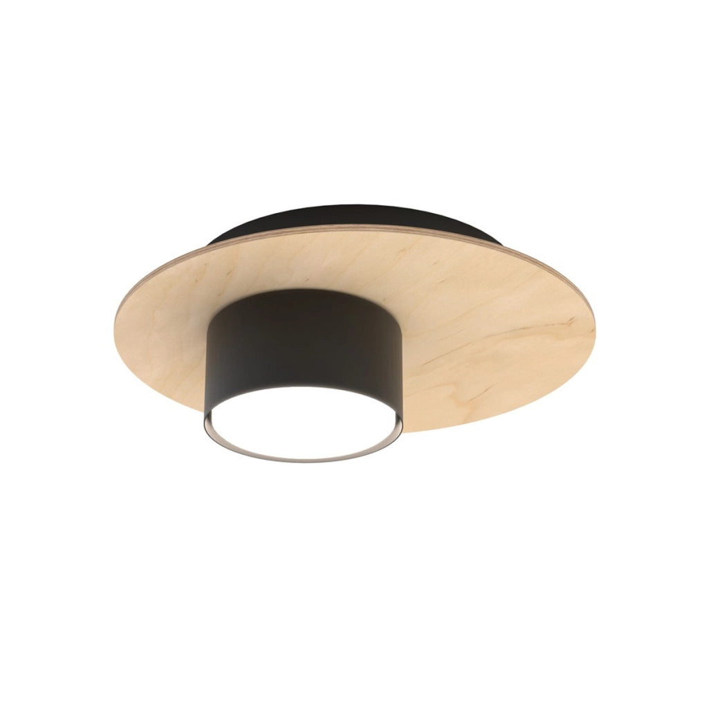 Faretto a soffitto PIXO in acciaio nero e legno naturale