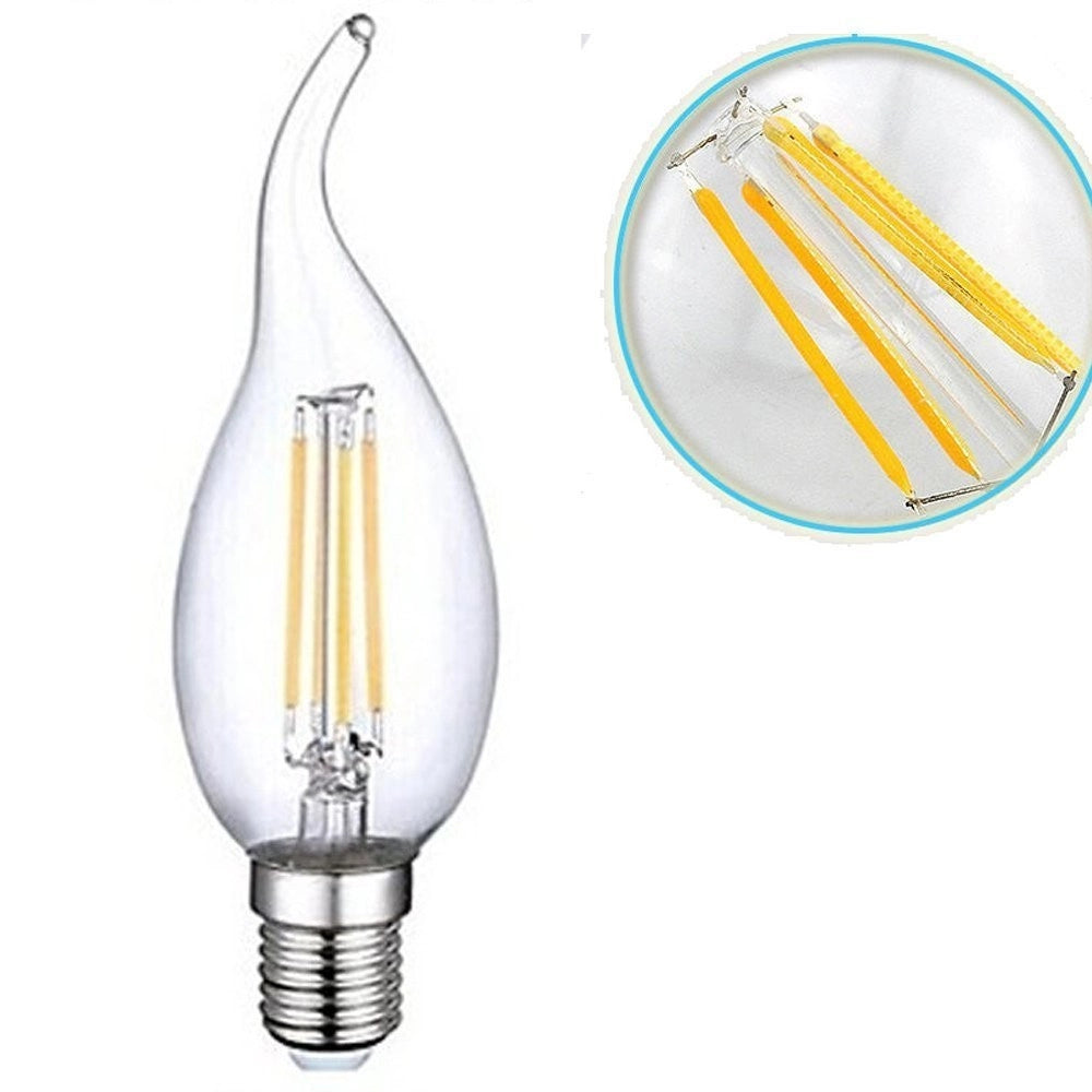 Trade Shop - Lampada Led Lampadina 4w E14 Bianco Freddo Fiamma Colpo Di Vento Filamento -